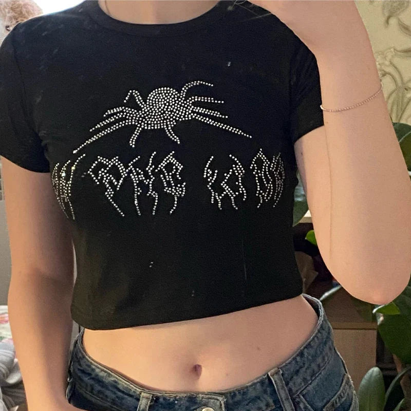 Rhinestone Cropped Tee