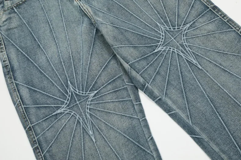 Spider Web Embroidered Jeans