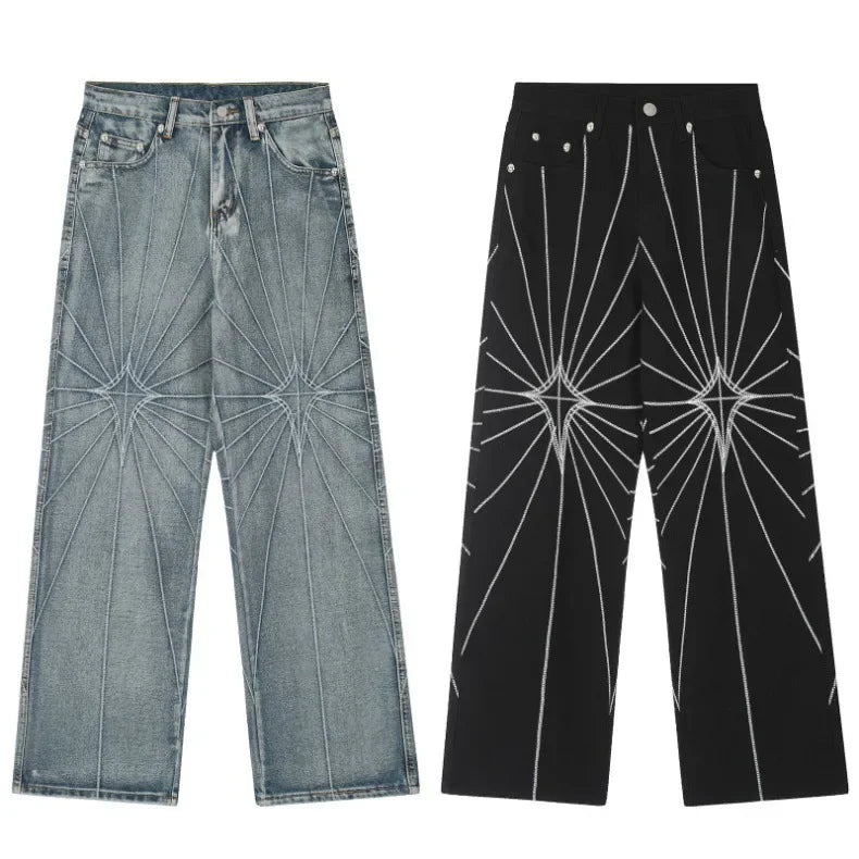 Spider Web Embroidered Jeans