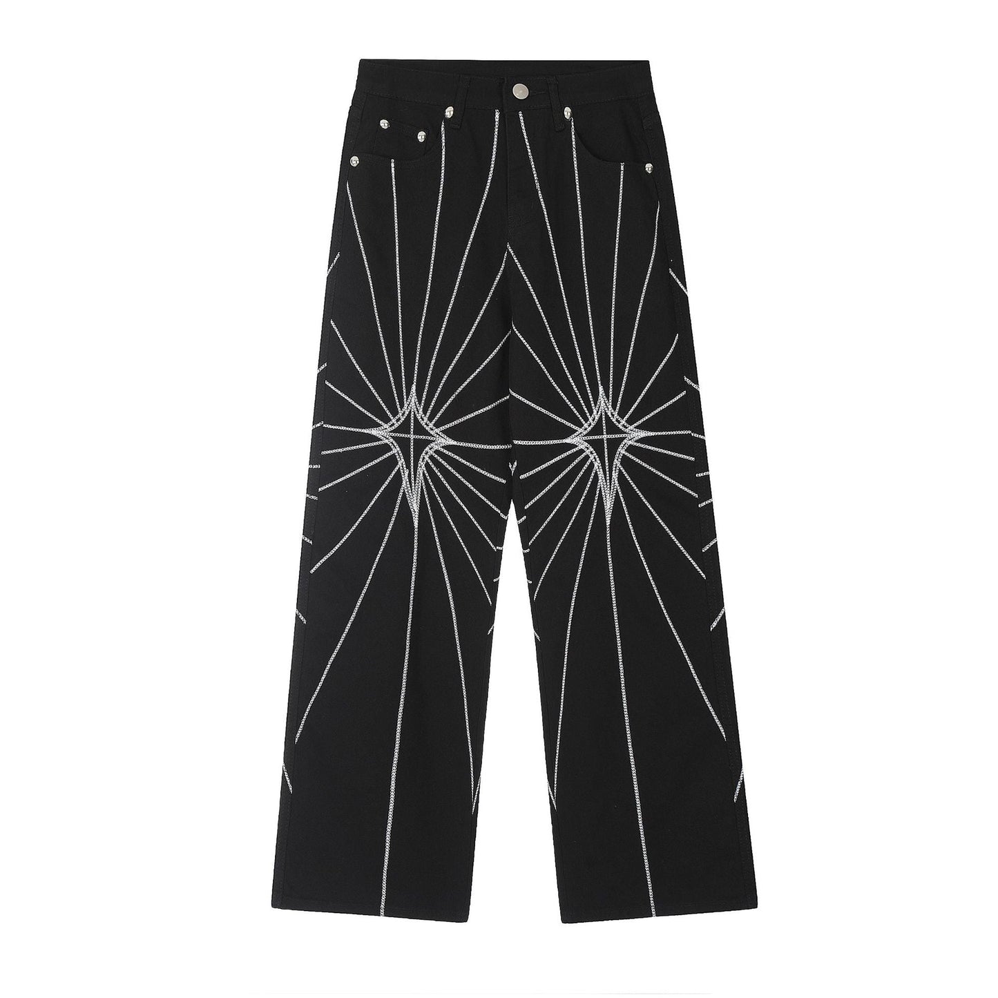 Spider Web Embroidered Jeans