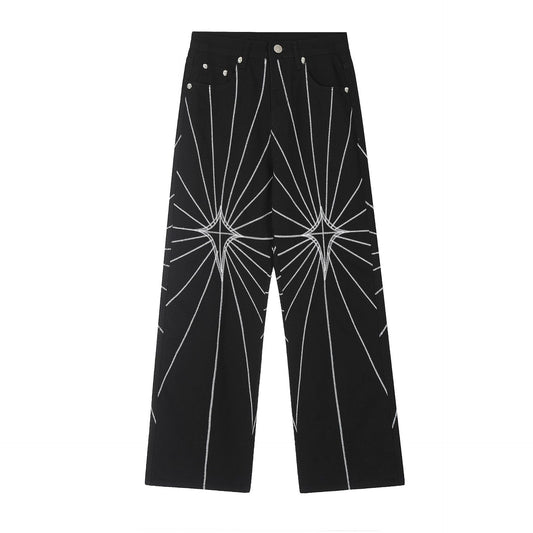 Spider Web Embroidered Jeans