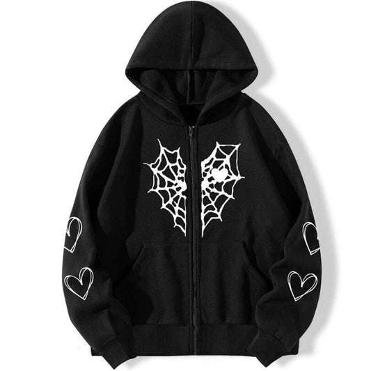 Cobweb heart Zip Up