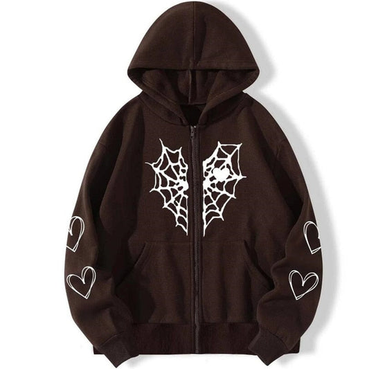 Cobweb Heart Zip Up