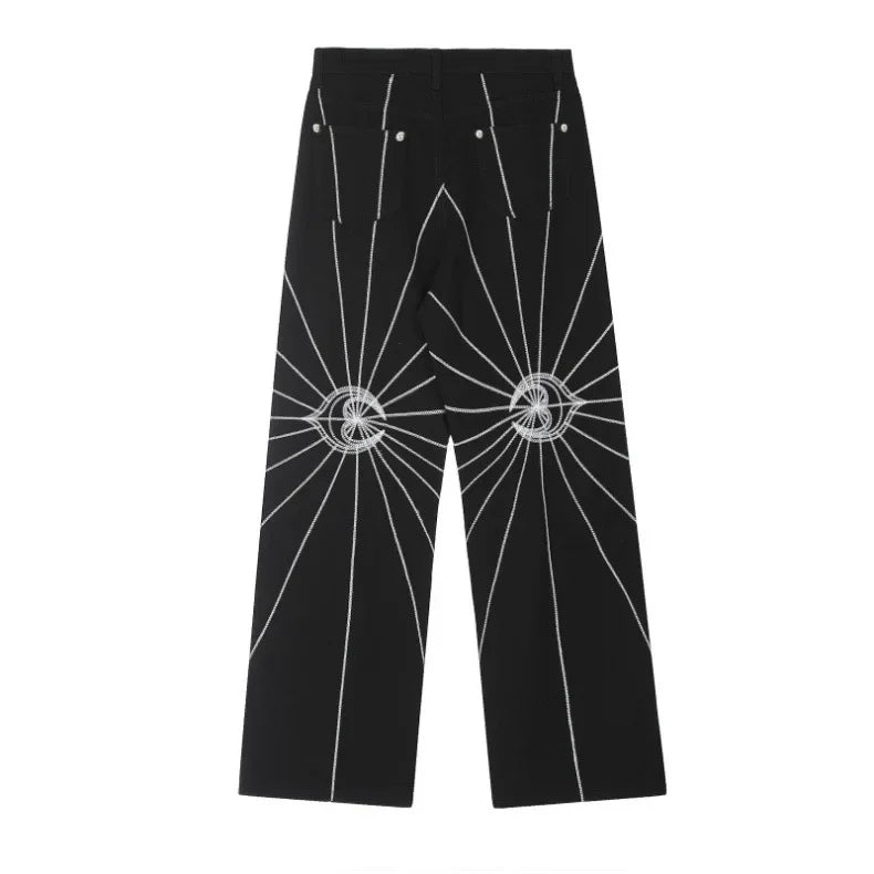 Spider Web Embroidered Jeans