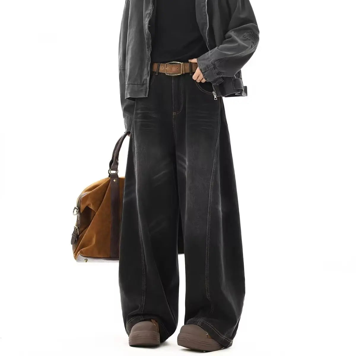 Washed Splicing Trousers