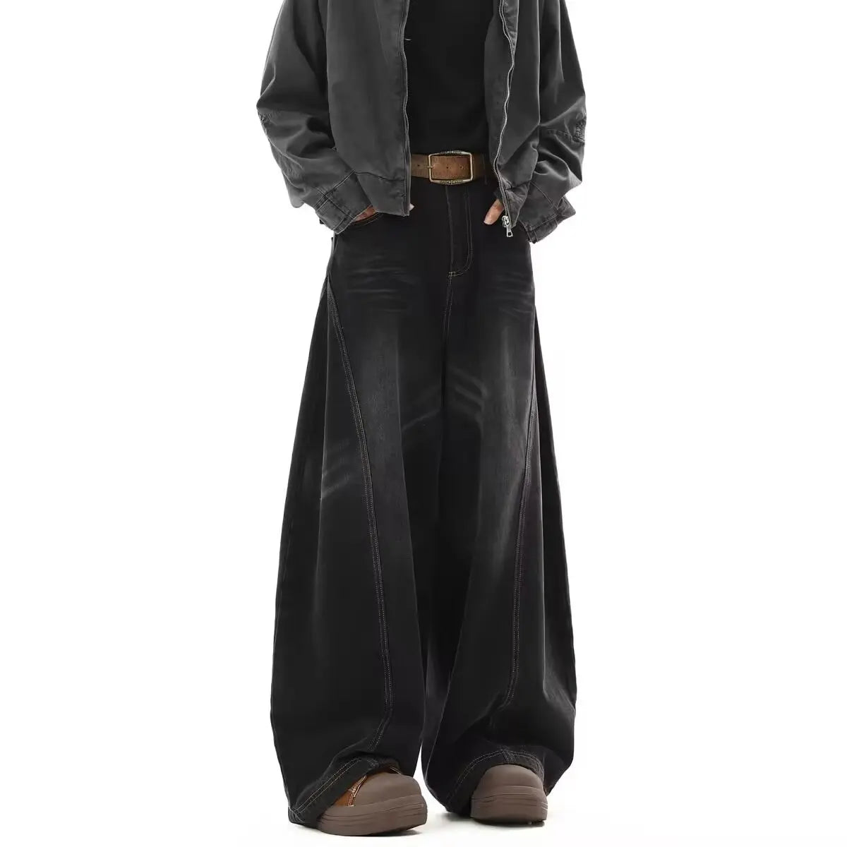 Washed Splicing Trousers