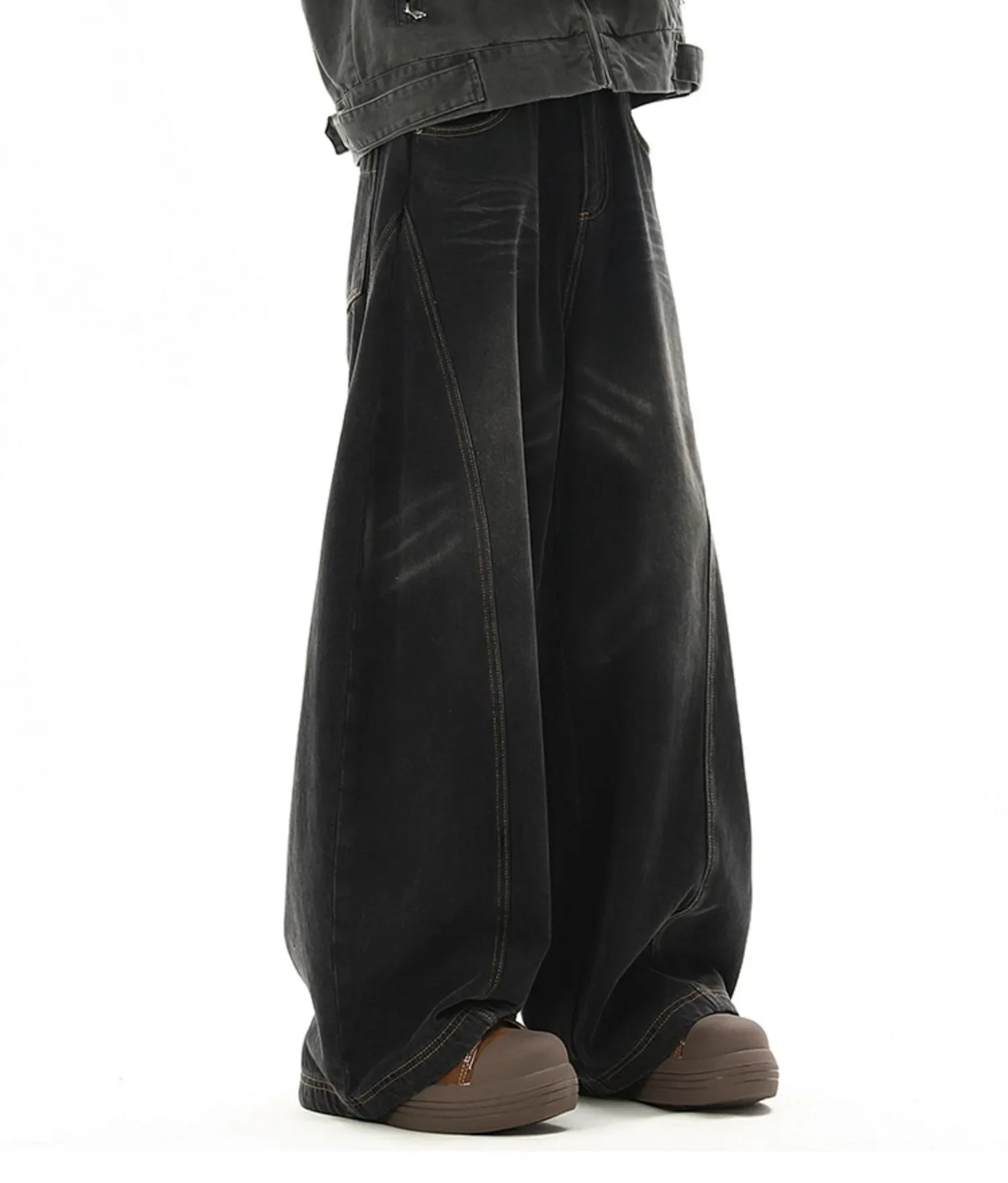 Washed Splicing Trousers